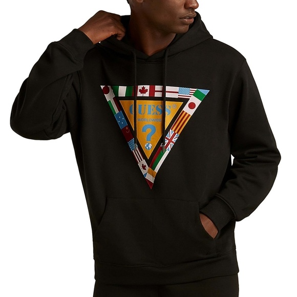 New GUESS Men's Summer Games Triangle Hoodie SZ S - Picture 1 of 1